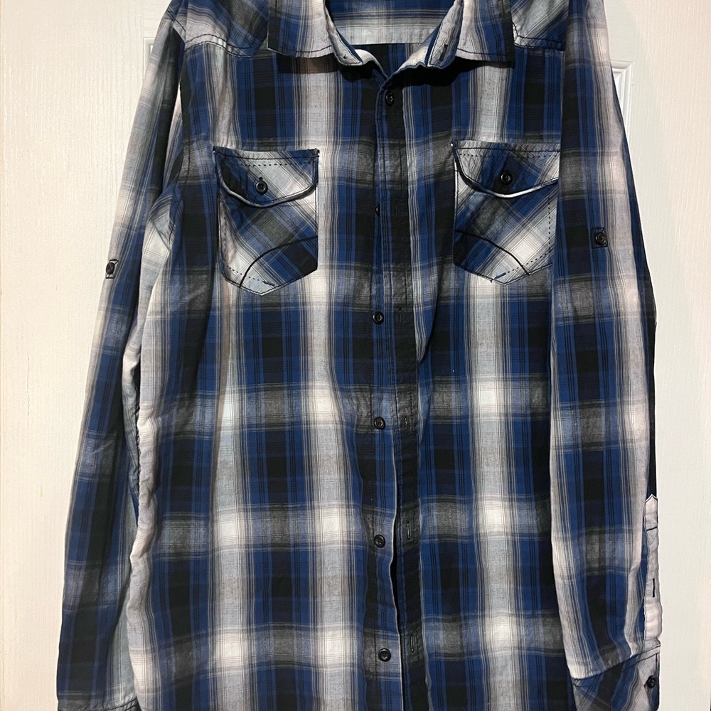 Men's Blue Plaid Shirt